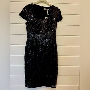 NWT black sequin dress. Size M. Back zipper. Slightly stretchy, fully lined.